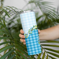 Blue Hawaii Palaka Skinny Tumbler Maile Pikake Honohono Orchid Lei