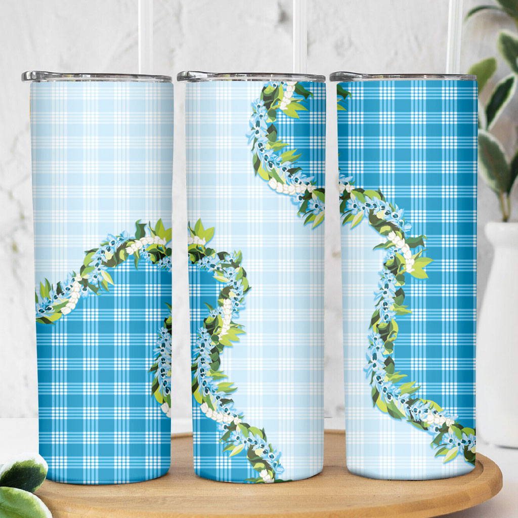 Blue Hawaii Palaka Skinny Tumbler Maile Pikake Honohono Orchid Lei