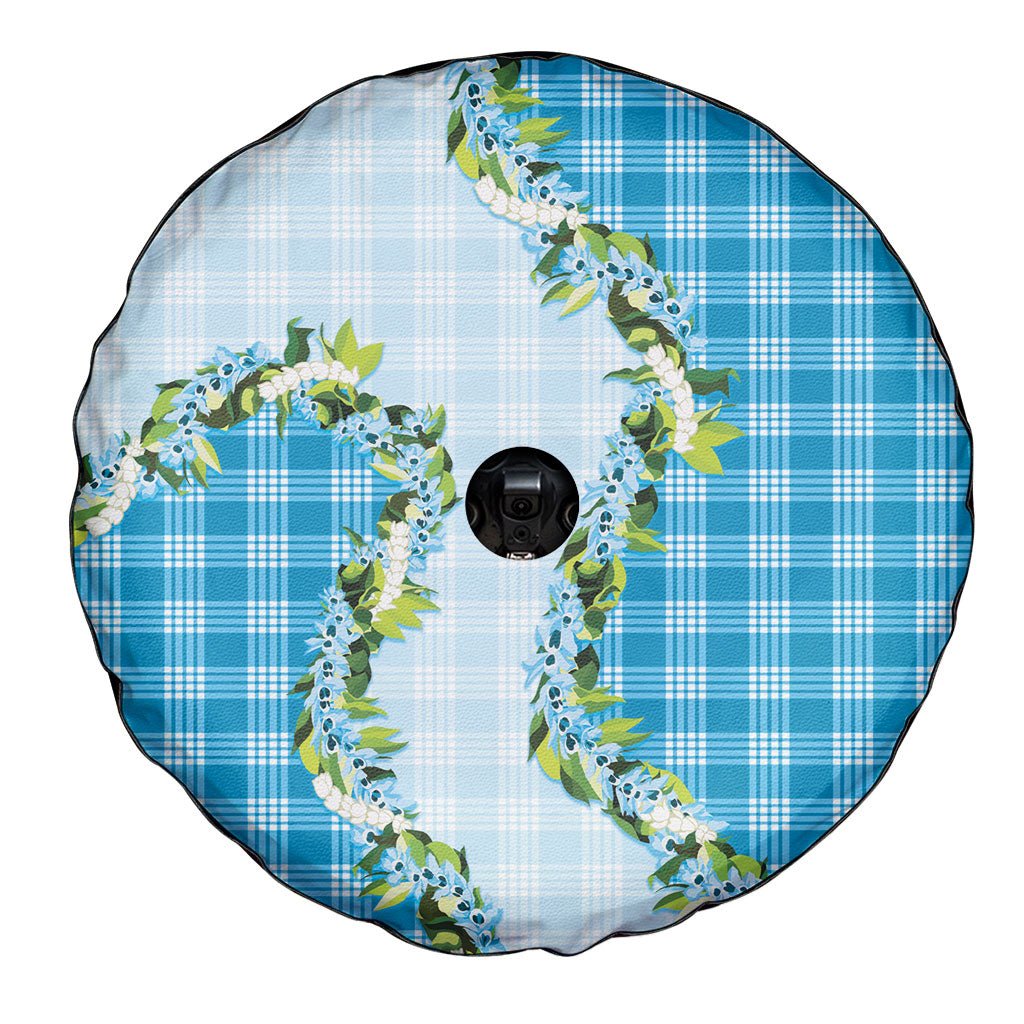 Blue Hawaii Palaka Spare Tire Cover Maile Pikake Honohono Orchid Lei