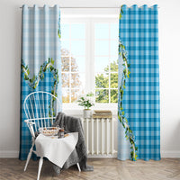 Blue Hawaii Palaka Window Curtain Maile Pikake Honohono Orchid Lei