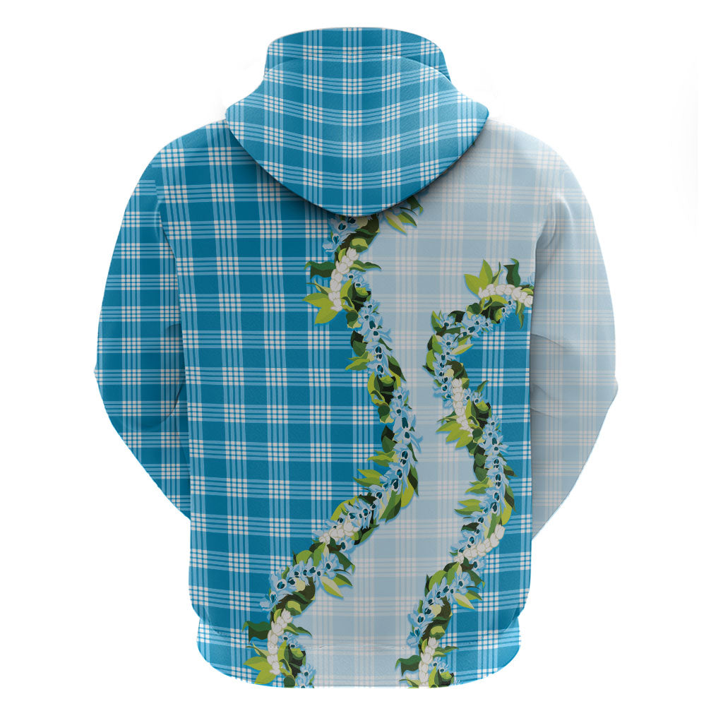 Blue Hawaii Palaka Zip Hoodie Maile Pikake Honohono Orchid Lei