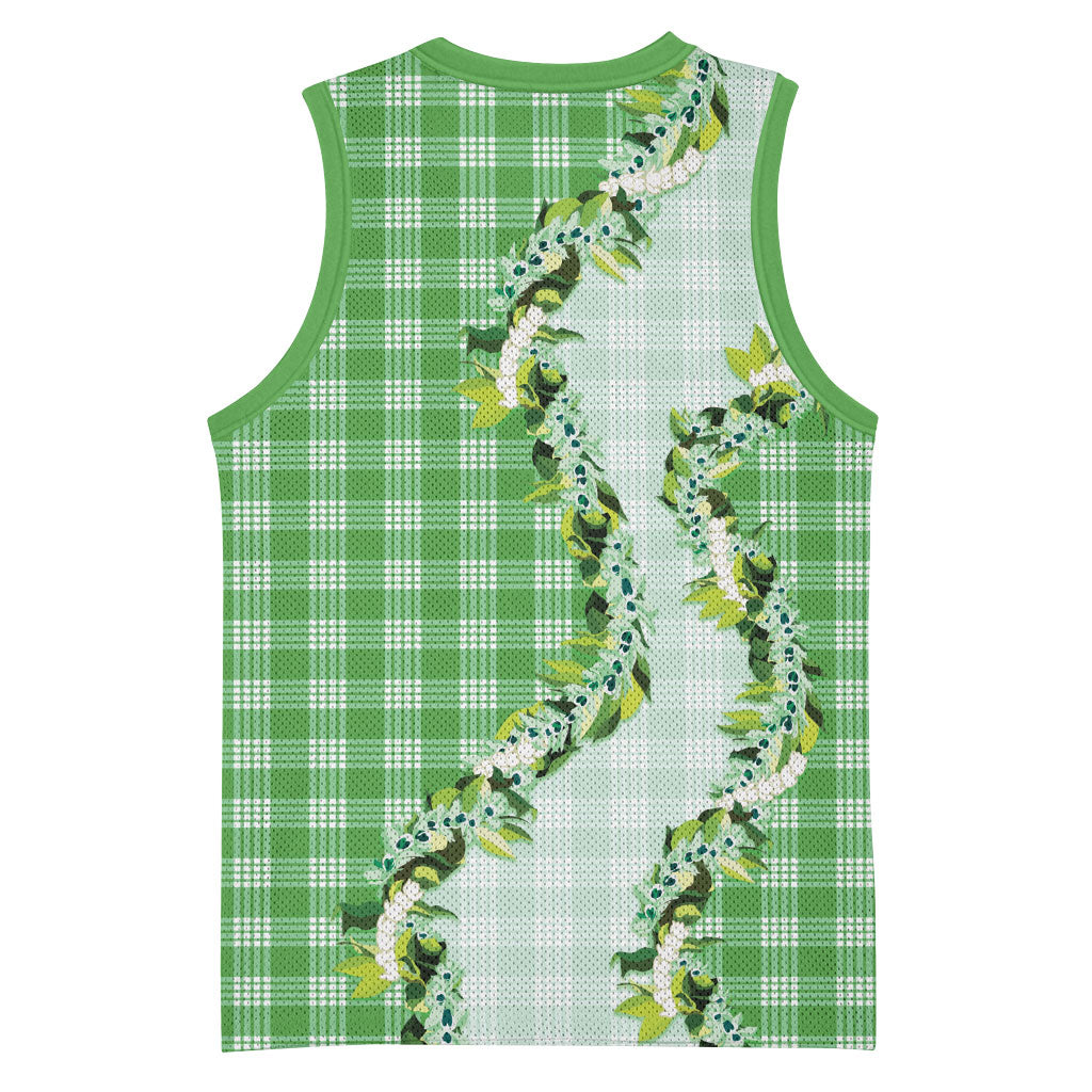 Green Hawaii Palaka Basketball Jersey Maile Pikake Honohono Orchid Lei LT05 - Polynesian Pride