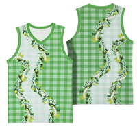 Green Hawaii Palaka Basketball Jersey Maile Pikake Honohono Orchid Lei LT05 - Polynesian Pride