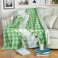 Green Hawaii Palaka Blanket Maile Pikake Honohono Orchid Lei LT05 Green - Polynesian Pride