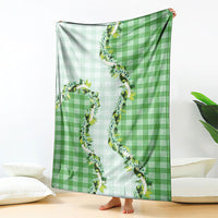 Green Hawaii Palaka Blanket Maile Pikake Honohono Orchid Lei LT05 - Polynesian Pride