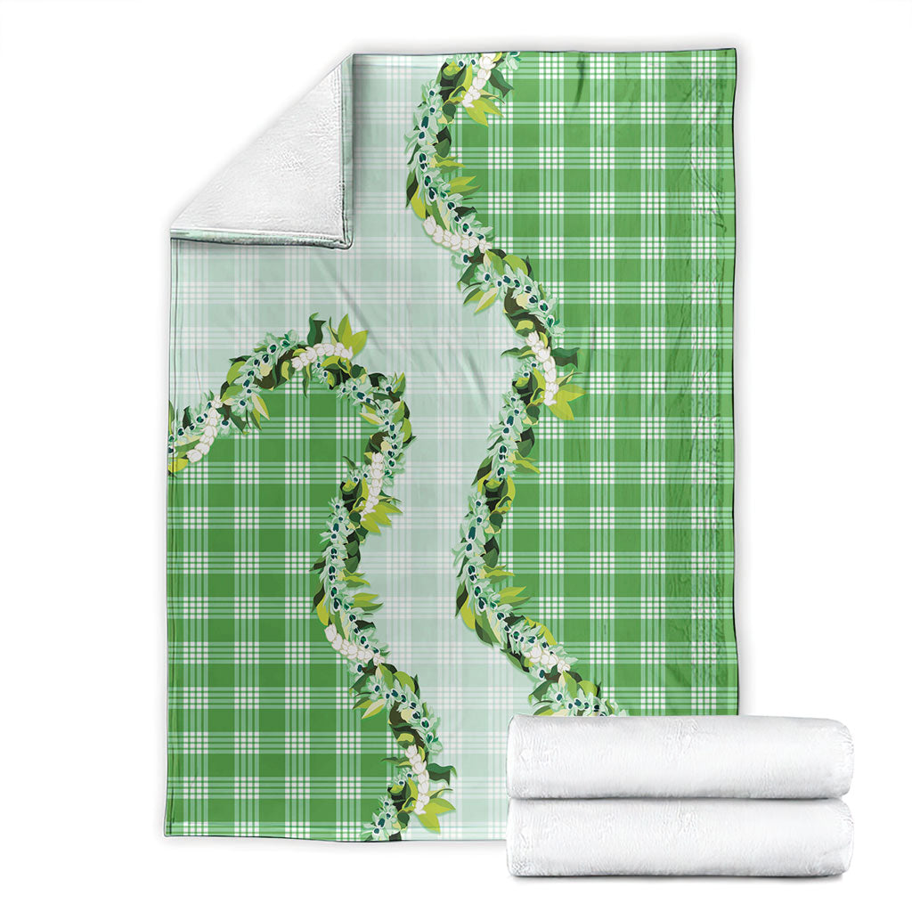 Green Hawaii Palaka Blanket Maile Pikake Honohono Orchid Lei LT05 - Polynesian Pride
