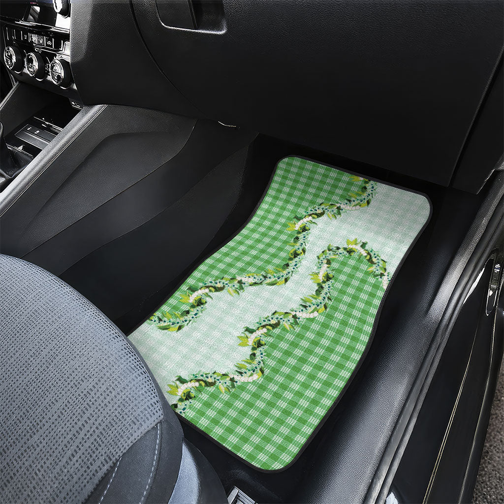 Green Hawaii Palaka Car Mats Maile Pikake Honohono Orchid Lei