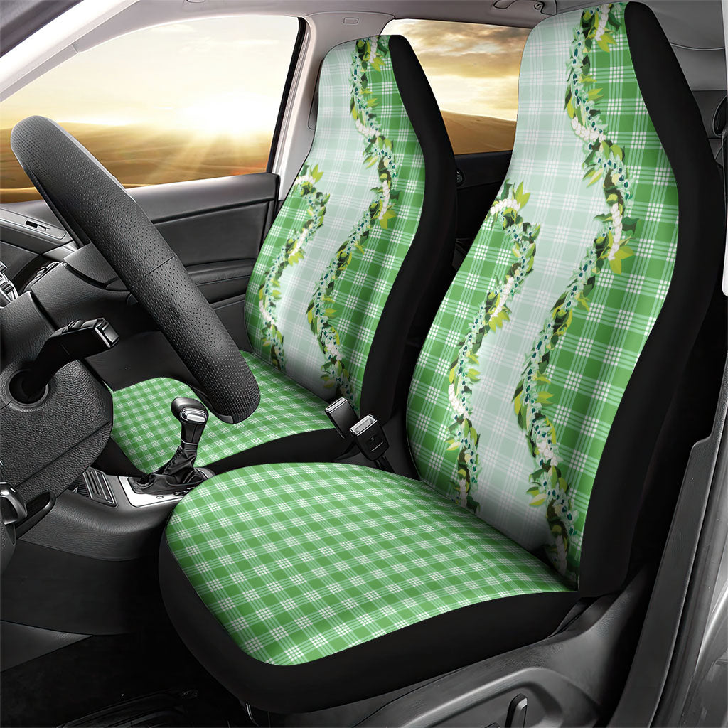 Green Hawaii Palaka Car Seat Cover Maile Pikake Honohono Orchid Lei