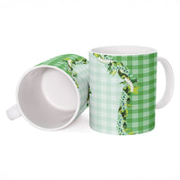 Green Hawaii Palaka Ceramic Mug Maile Pikake Honohono Orchid Lei LT05 - Polynesian Pride