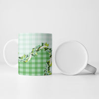 Green Hawaii Palaka Ceramic Mug Maile Pikake Honohono Orchid Lei LT05 - Polynesian Pride