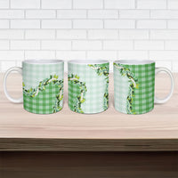 Green Hawaii Palaka Ceramic Mug Maile Pikake Honohono Orchid Lei LT05 - Polynesian Pride