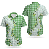 Green Hawaii Palaka Couples Matching Summer Maxi Dress and Hawaiian Shirt Maile Pikake Honohono Orchid Lei LT05 - Polynesian Pride