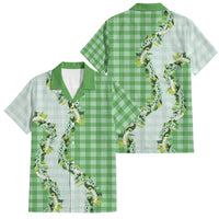 Green Hawaii Palaka Family Matching Off The Shoulder Long Sleeve Dress and Hawaiian Shirt Maile Pikake Honohono Orchid Lei LT05 Dad's Shirt - Short Sleeve Green - Polynesian Pride