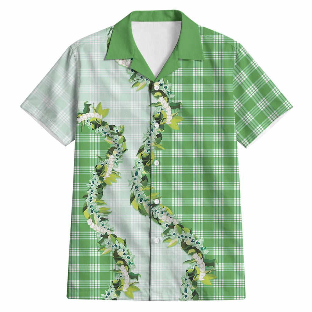 Green Hawaii Palaka Hawaiian Shirt Maile Pikake Honohono Orchid Lei LT05 Green - Polynesian Pride