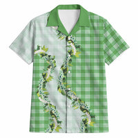 Green Hawaii Palaka Hawaiian Shirt Maile Pikake Honohono Orchid Lei LT05 Green - Polynesian Pride