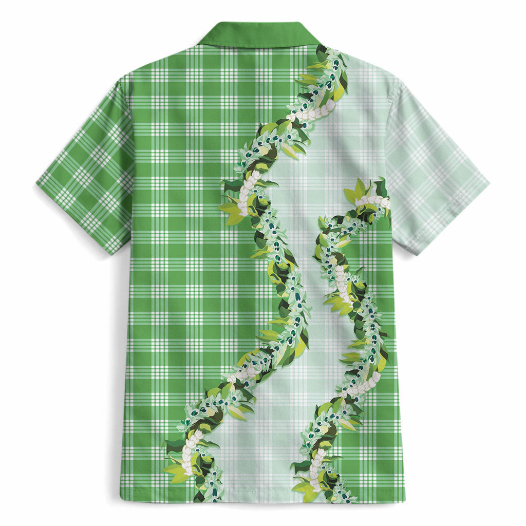 Green Hawaii Palaka Hawaiian Shirt Maile Pikake Honohono Orchid Lei LT05 - Polynesian Pride