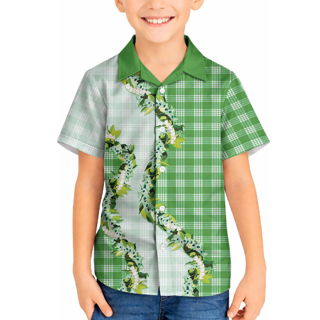 Green Hawaii Palaka Hawaiian Shirt Maile Pikake Honohono Orchid Lei LT05 - Polynesian Pride