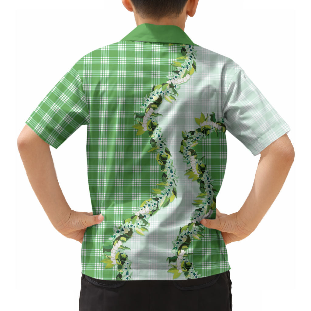 Green Hawaii Palaka Hawaiian Shirt Maile Pikake Honohono Orchid Lei LT05 - Polynesian Pride