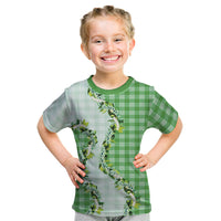 Green Hawaii Palaka Kid T Shirt Maile Pikake Honohono Orchid Lei LT05 Green - Polynesian Pride