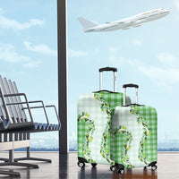 Green Hawaii Palaka Luggage Cover Maile Pikake Honohono Orchid Lei