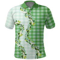 Green Hawaii Palaka Polo Shirt Maile Pikake Honohono Orchid Lei LT05 Green - Polynesian Pride