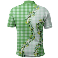 Green Hawaii Palaka Polo Shirt Maile Pikake Honohono Orchid Lei LT05 - Polynesian Pride