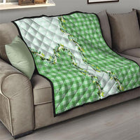 Green Hawaii Palaka Quilt Maile Pikake Honohono Orchid Lei