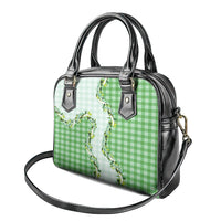 Green Hawaii Palaka Shoulder Handbag Maile Pikake Honohono Orchid Lei