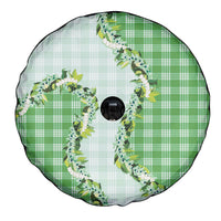 Green Hawaii Palaka Spare Tire Cover Maile Pikake Honohono Orchid Lei