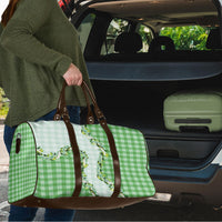 Green Hawaii Palaka Travel Bag Maile Pikake Honohono Orchid Lei