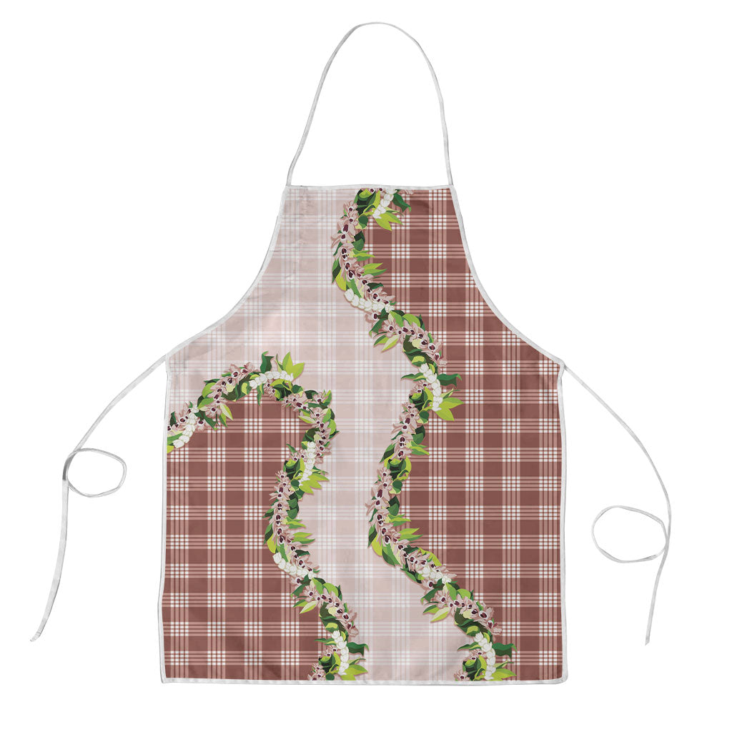 Mocha Hawaii Palaka Apron Maile Pikake Honohono Orchid Lei LT05 Mocha - Polynesian Pride