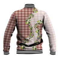 Mocha Hawaii Palaka Baseball Jacket Maile Pikake Honohono Orchid Lei LT05 - Polynesian Pride