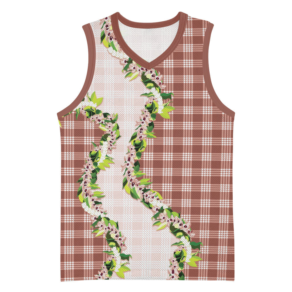 Mocha Hawaii Palaka Basketball Jersey Maile Pikake Honohono Orchid Lei