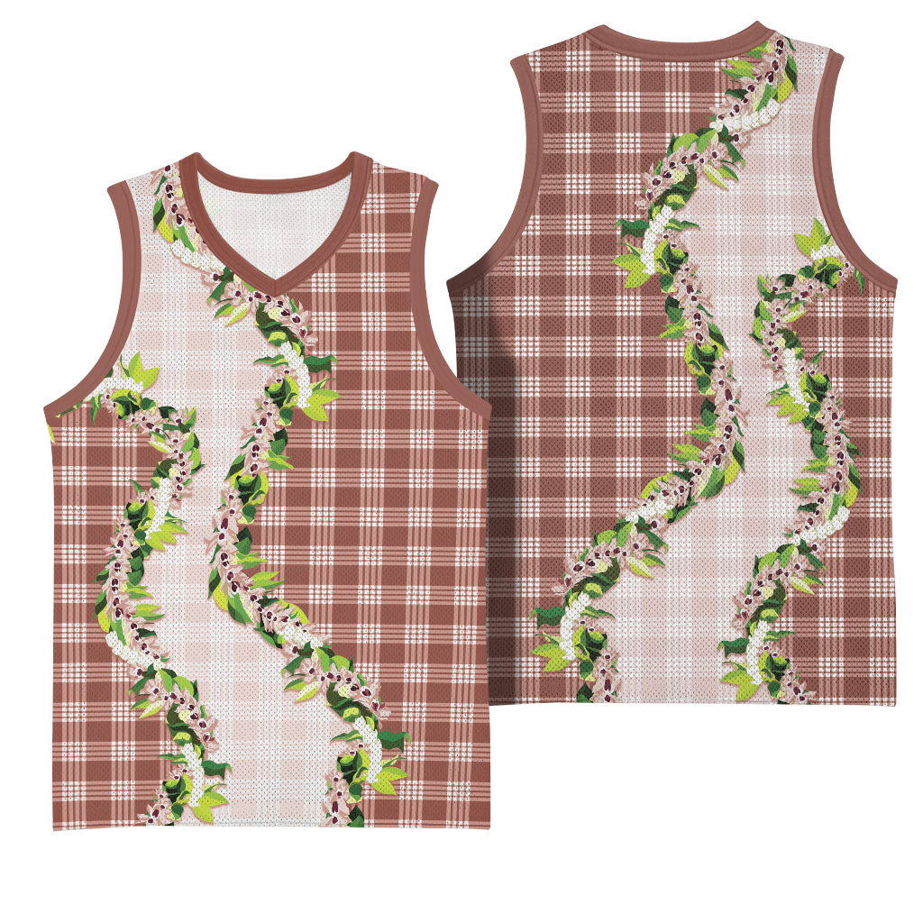 Mocha Hawaii Palaka Basketball Jersey Maile Pikake Honohono Orchid Lei