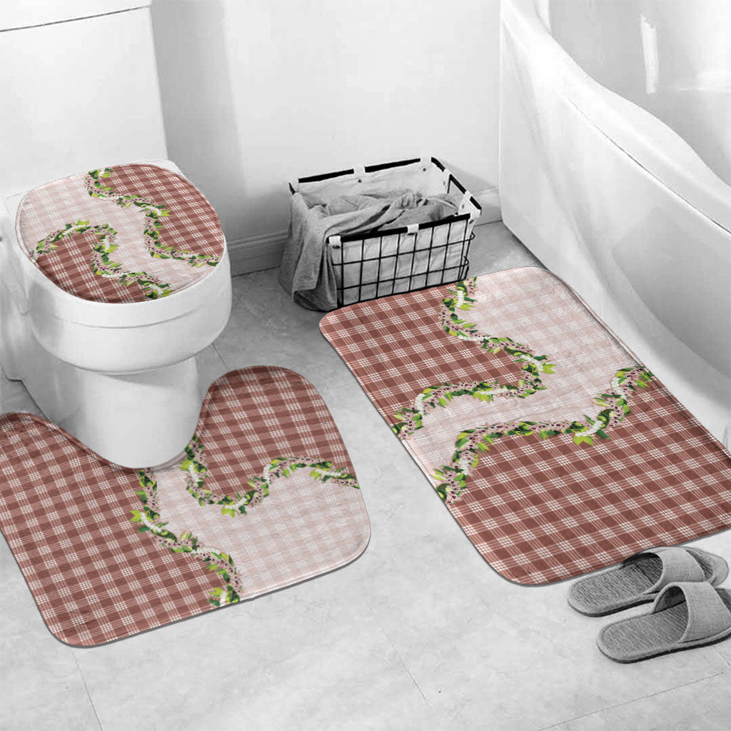 Mocha Hawaii Palaka Bathroom Set Maile Pikake Honohono Orchid Lei