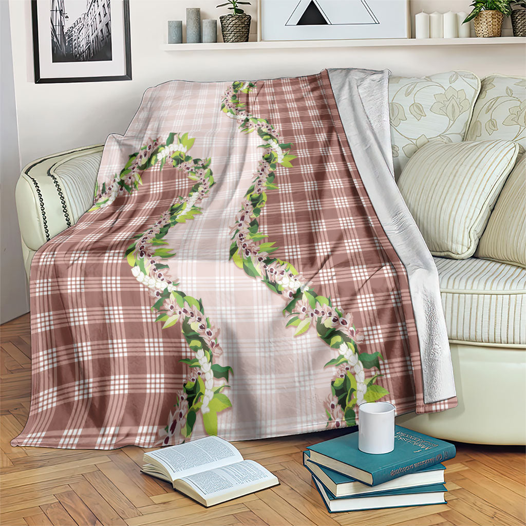 Mocha Hawaii Palaka Blanket Maile Pikake Honohono Orchid Lei