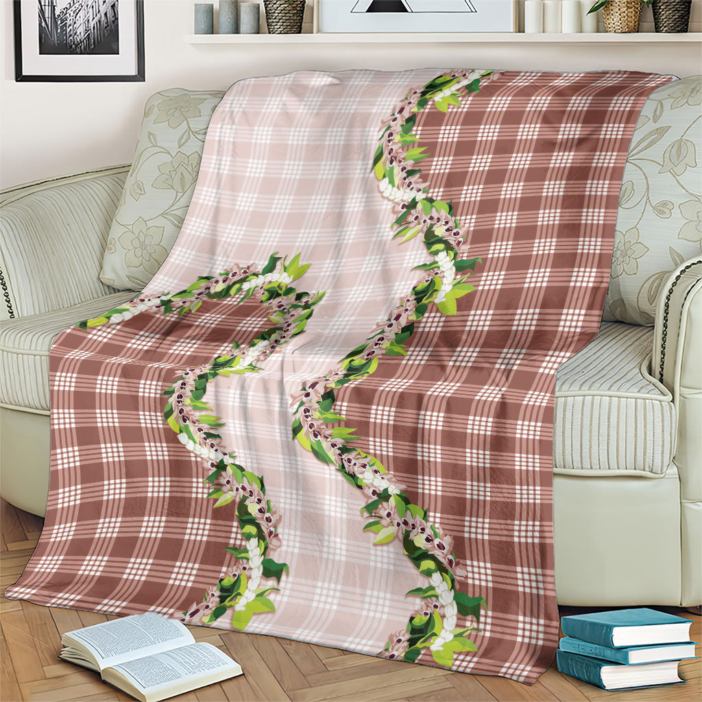Mocha Hawaii Palaka Blanket Maile Pikake Honohono Orchid Lei LT05 - Polynesian Pride