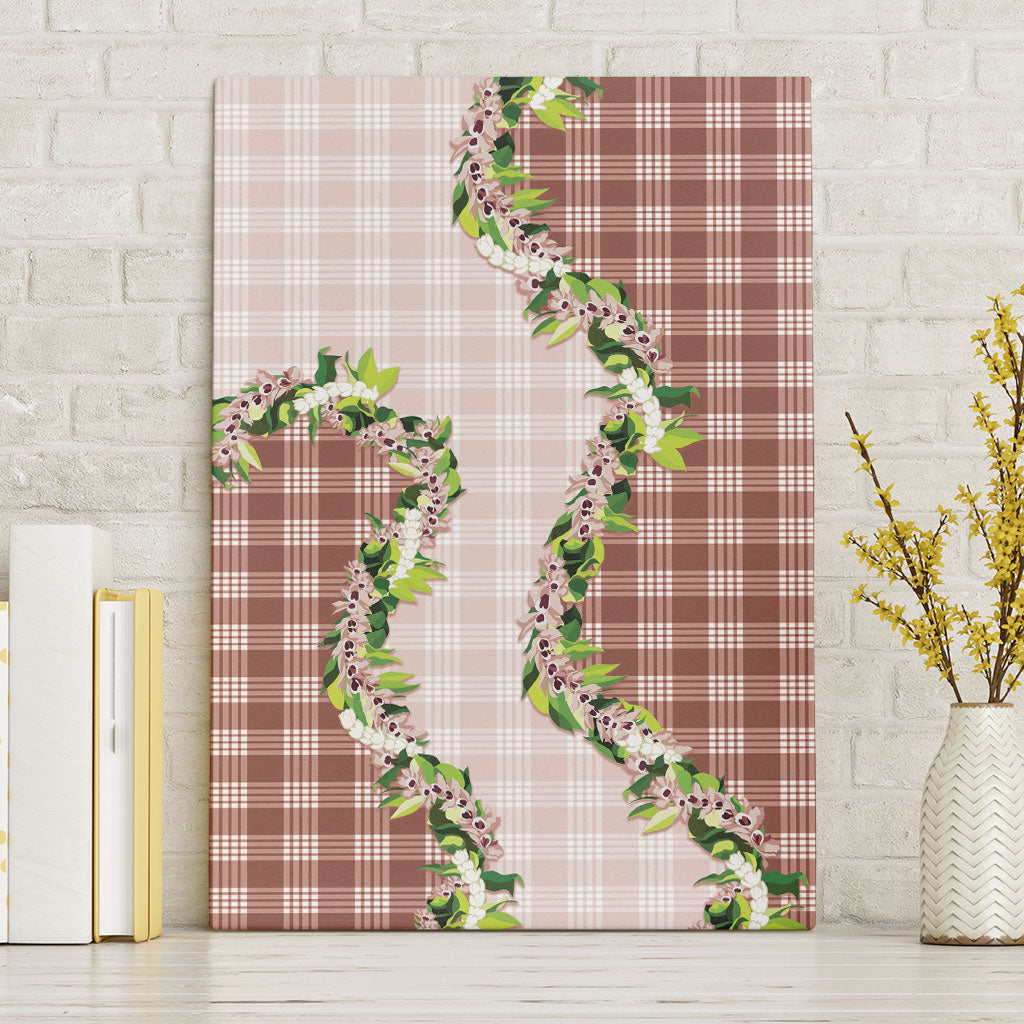 Mocha Hawaii Palaka Canvas Wall Art Maile Pikake Honohono Orchid Lei
