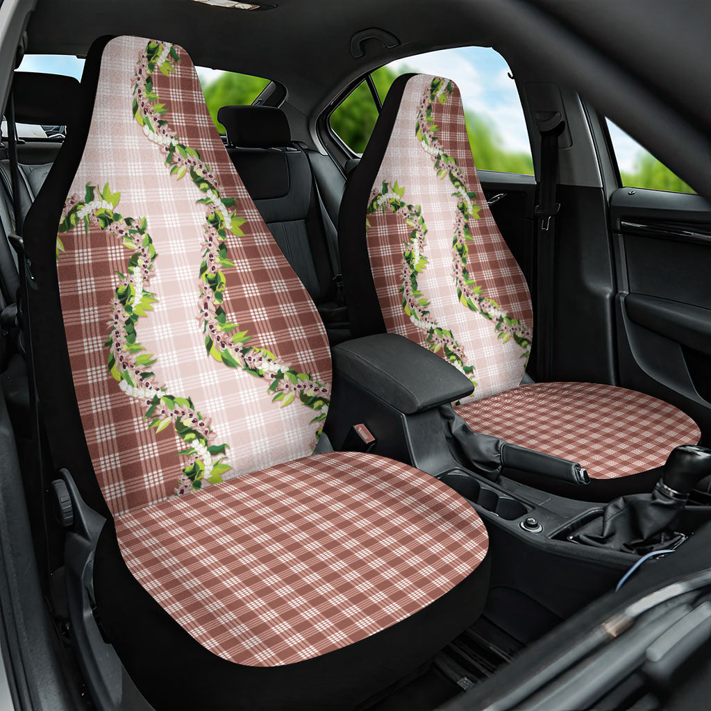 Mocha Hawaii Palaka Car Seat Cover Maile Pikake Honohono Orchid Lei LT05 One Size Mocha - Polynesian Pride