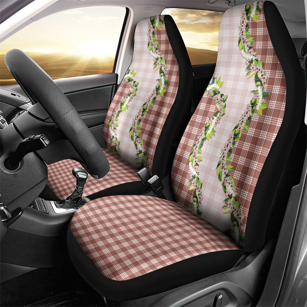 Mocha Hawaii Palaka Car Seat Cover Maile Pikake Honohono Orchid Lei LT05 - Polynesian Pride
