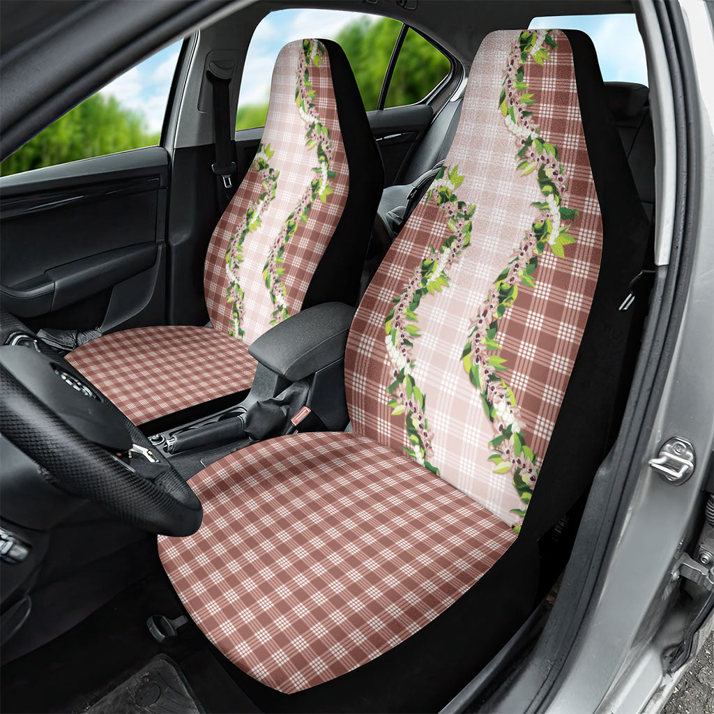 Mocha Hawaii Palaka Car Seat Cover Maile Pikake Honohono Orchid Lei LT05 - Polynesian Pride