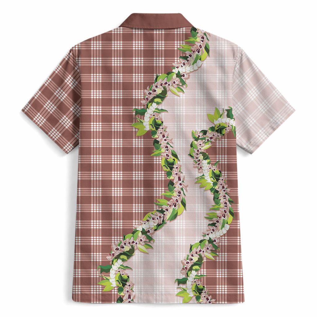 Mocha Hawaii Palaka Hawaiian Shirt Maile Pikake Honohono Orchid Lei LT05 - Polynesian Pride