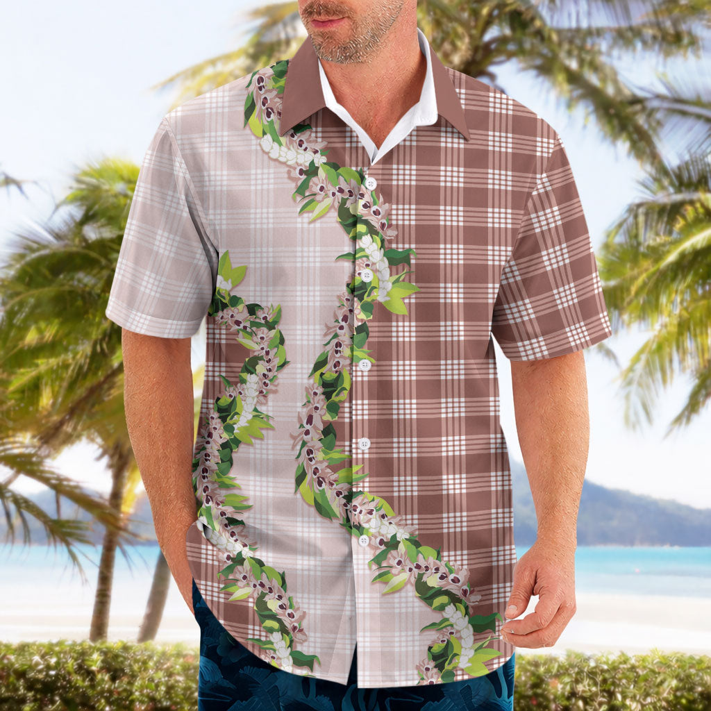 Mocha Hawaii Palaka Hawaiian Shirt Maile Pikake Honohono Orchid Lei LT05 - Polynesian Pride