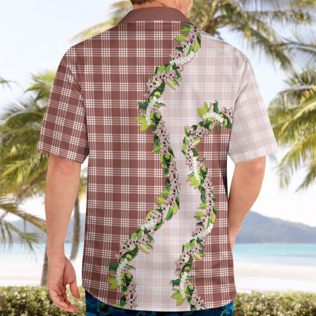 Mocha Hawaii Palaka Hawaiian Shirt Maile Pikake Honohono Orchid Lei LT05 - Polynesian Pride