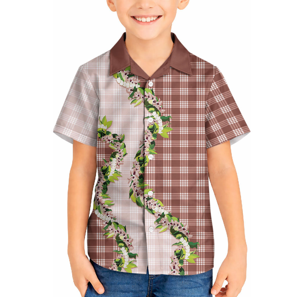 Mocha Hawaii Palaka Hawaiian Shirt Maile Pikake Honohono Orchid Lei LT05 - Polynesian Pride