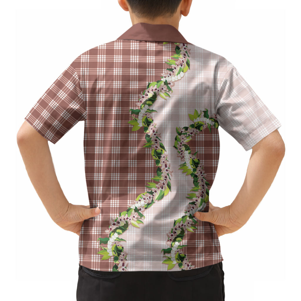 Mocha Hawaii Palaka Hawaiian Shirt Maile Pikake Honohono Orchid Lei LT05 - Polynesian Pride