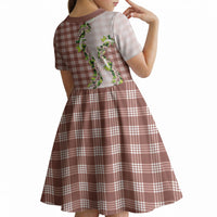 Mocha Hawaii Palaka Kid Short Sleeve Dress Maile Pikake Honohono Orchid Lei LT05 - Polynesian Pride