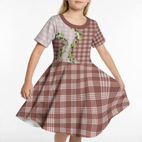 Mocha Hawaii Palaka Kid Short Sleeve Dress Maile Pikake Honohono Orchid Lei LT05 - Polynesian Pride