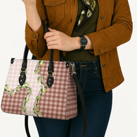 Mocha Hawaii Palaka Leather Bag Maile Pikake Honohono Orchid Lei