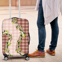 Mocha Hawaii Palaka Luggage Cover Maile Pikake Honohono Orchid Lei